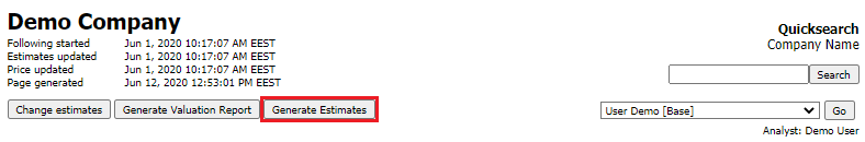 Estimates can be generated with a click of a button